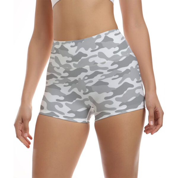 Light Gray Camouflage, Women's Ultra-Short Yoga Shorts