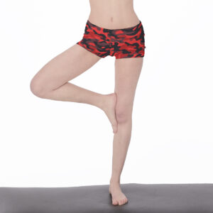 Short Yoga red Camouflage, Women's Yoga Shorts